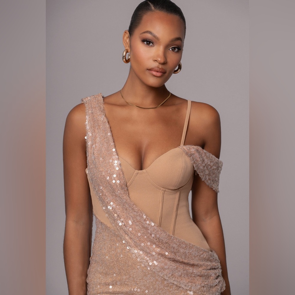 JLUXLABEL Tan Sequin Maxi Dress - Picture 2 of 4
